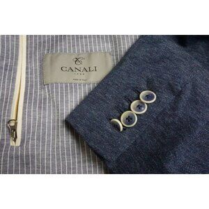 Canali Blue Woven 100% Cotton CURRENT Sport Coat Jacket Sz 44